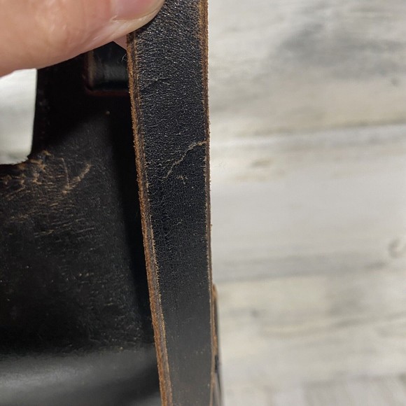 Vintage Cheney England Black Leather Saddle Bag No Key Crossbody Steampunk - Picture 4 of 10